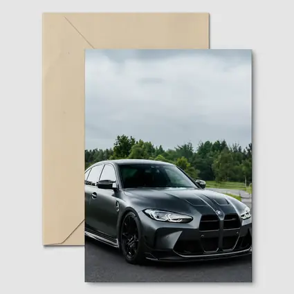 BMW M3 Matte Gray Sedan Overcast Forest