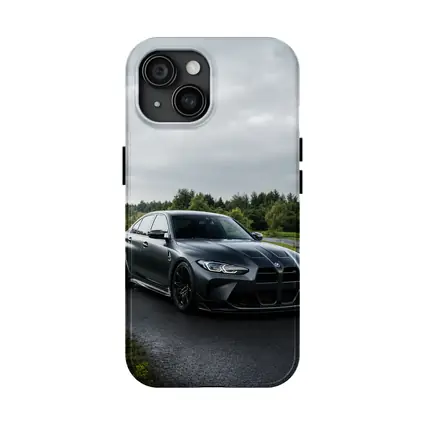 BMW M3 Matte Black Wet Road Overcast