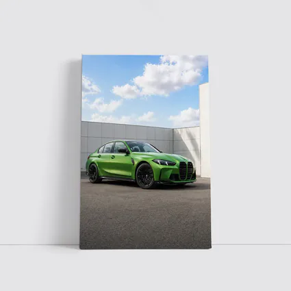 BMW M3 Green Sedan Urban Wall Background
