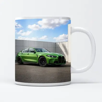 BMW M3 Green Sedan Urban Wall Background