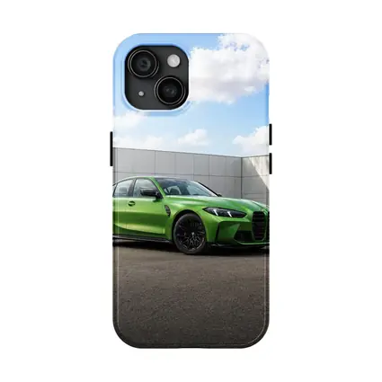 BMW M3 Green Sedan Urban Wall Background