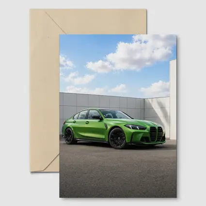 BMW M3 Green Sedan Urban Wall Background