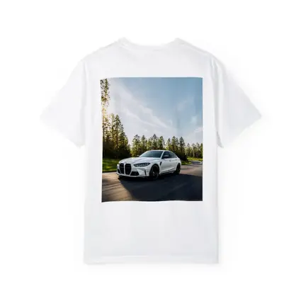 BMW M3 White Sedan on Forest Road
