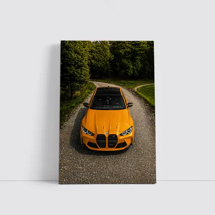 BMW M4 Orange Front View Gravel Road