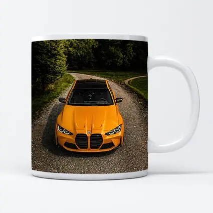 BMW M4 Orange Front View Gravel Road
