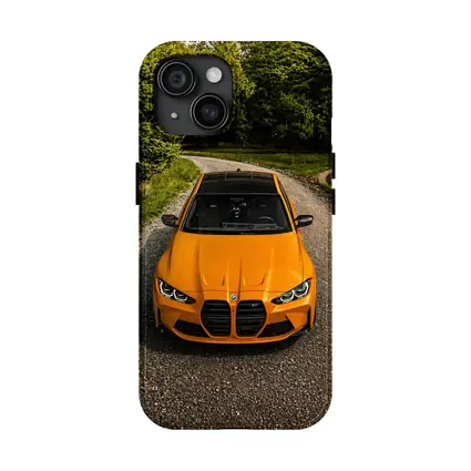 BMW M4 Orange Front View Gravel Road