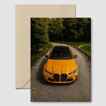 BMW M4 Orange Front View Gravel Road