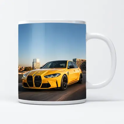 BMW M3 Yellow Sedan City Street Shot