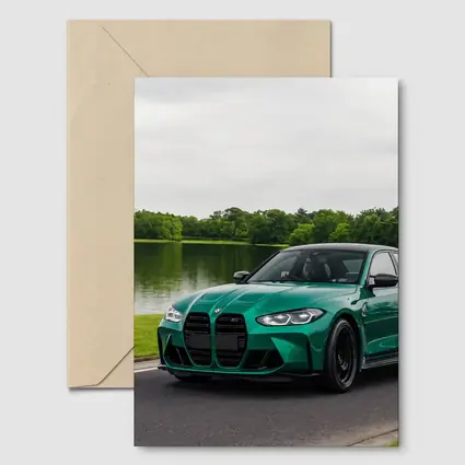 BMW M3 Green Sedan by Calm Lake