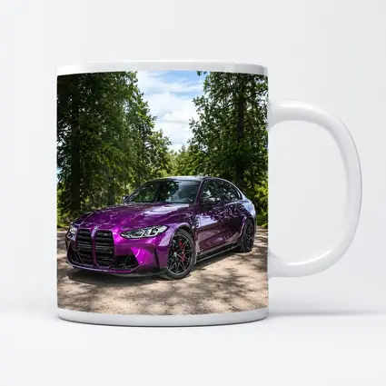 BMW M3 Purple Sedan Forest Road Setting