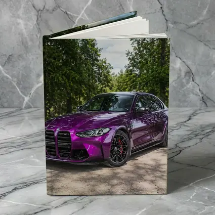 BMW M3 Purple Sedan Forest Road Setting