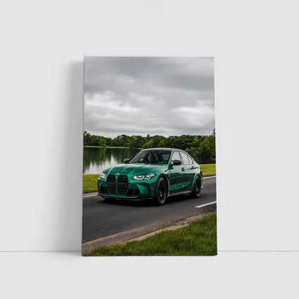 BMW M3 Sedan Green Lakeside Road Drive