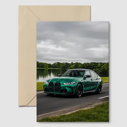 BMW M3 Sedan Green Lakeside Road Drive