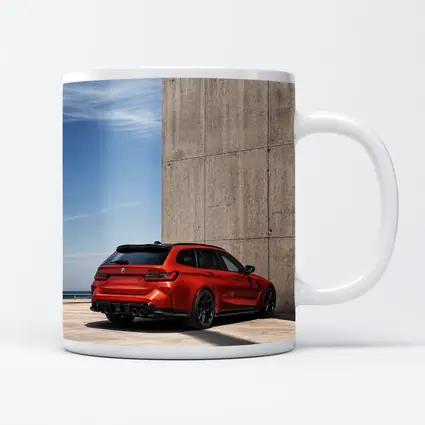 BMW M3 Touring Red Concrete Wall Background