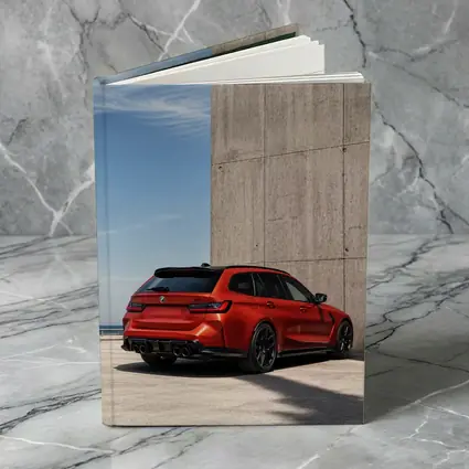 BMW M3 Touring Red Concrete Wall Background