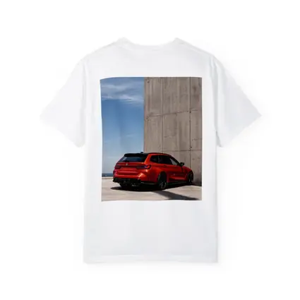BMW M3 Touring Red Concrete Wall Background