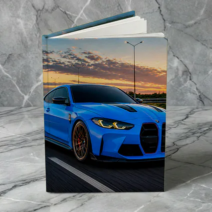 BMW M4 Blue Coupe Highway Sunset Drive