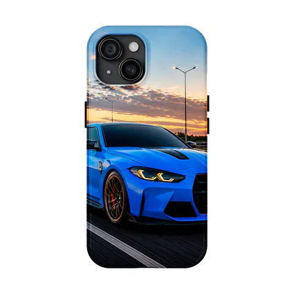 BMW M4 Blue Coupe Highway Sunset Drive