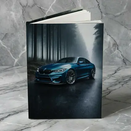 BMW M4 Blue Coupe Misty Forest Road
