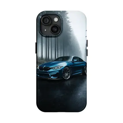 BMW M4 Blue Coupe Misty Forest Road