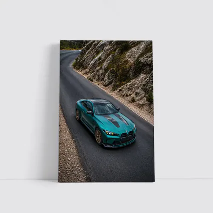 BMW M4 CS Green on Mountain Road