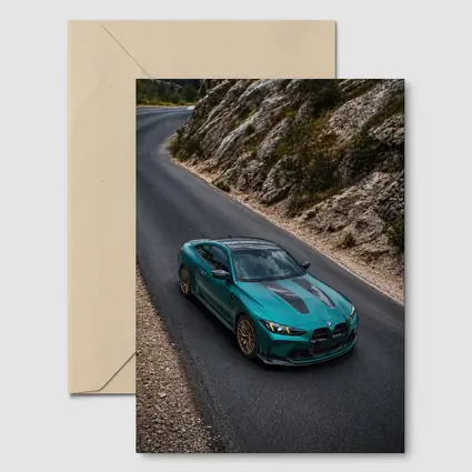 BMW M4 CS Green on Mountain Road