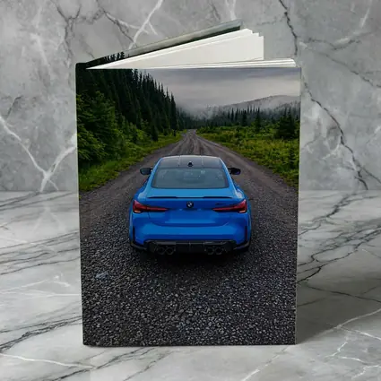 BMW M4 Blue Forest Mountain Road Rear
