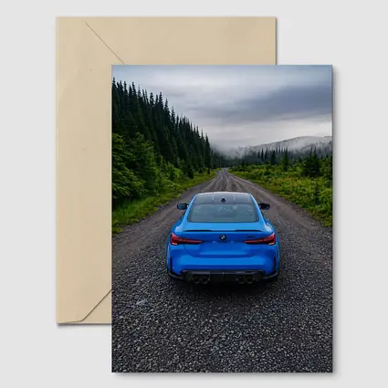 BMW M4 Blue Forest Mountain Road Rear