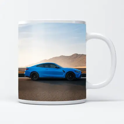 BMW M4 Blue Coupe Desert Road Side View