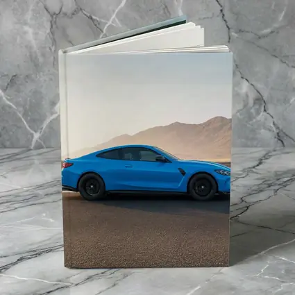 BMW M4 Blue Coupe Desert Road Side View
