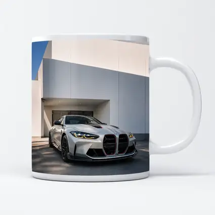 BMW M4 CSL Silver Against White Architecture