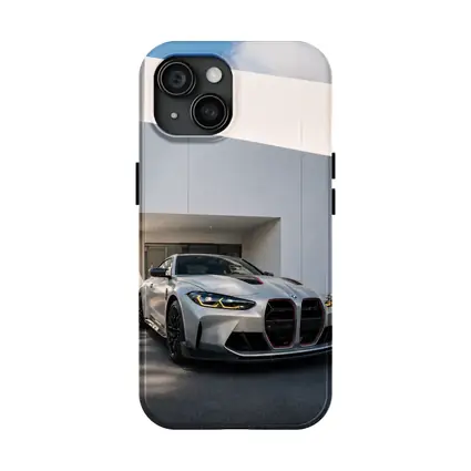 BMW M4 CSL Silver Against White Architecture