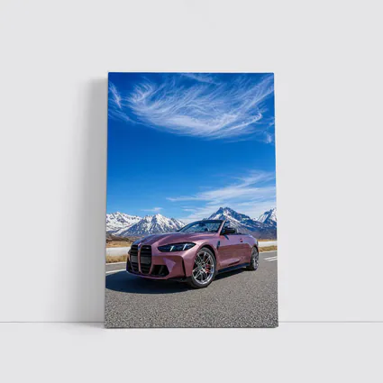 BMW M4 Convertible Snow Mountains Blue Sky