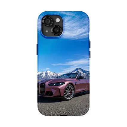 BMW M4 Convertible Snow Mountains Blue Sky