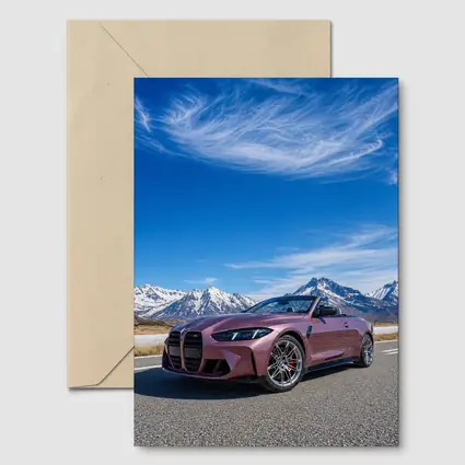 BMW M4 Convertible Snow Mountains Blue Sky