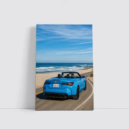 BMW M4 Convertible Blue Coastal Road Drive
