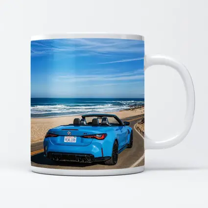 BMW M4 Convertible Blue Coastal Road Drive