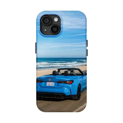 BMW M4 Convertible Blue Coastal Road Drive
