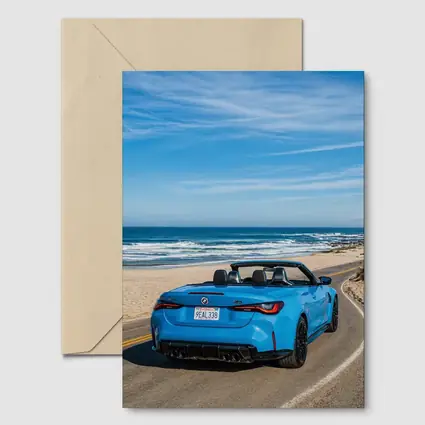 BMW M4 Convertible Blue Coastal Road Drive