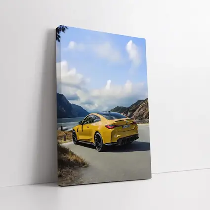 BMW M4 Yellow Coupe Coastal Road Drive
