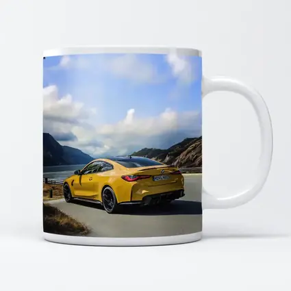 BMW M4 Yellow Coupe Coastal Road Drive