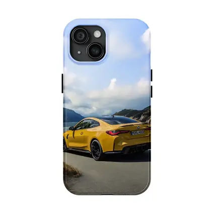 BMW M4 Yellow Coupe Coastal Road Drive