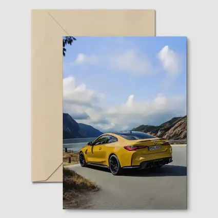BMW M4 Yellow Coupe Coastal Road Drive