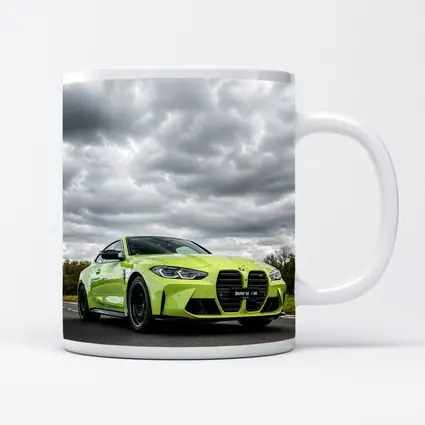 BMW M4 Lime Green Coupe Cloudy Sky