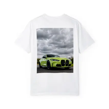BMW M4 Lime Green Coupe Cloudy Sky