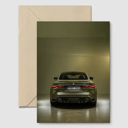 BMW M4 Rear View Olive Green Studio