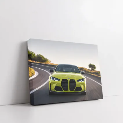 BMW M4 Lime Green On Winding Road