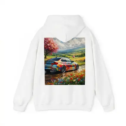 BMW M4 Colorful Art Countryside Floral Scene
