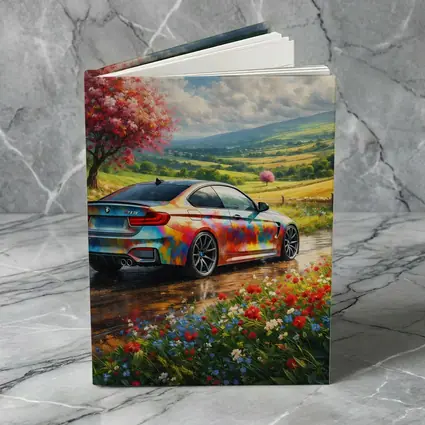 BMW M4 Colorful Art Countryside Floral Scene