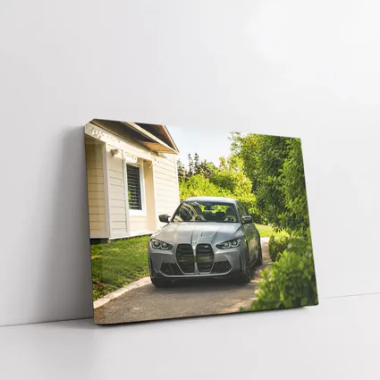BMW M3 Gray Sedan Suburban Driveway Setting